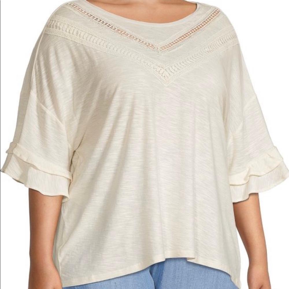 NWT PHILOSOPHY Plus Ruffle-Trim Top